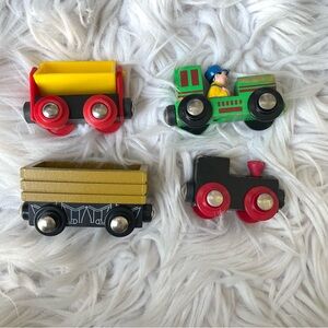 Vintage BRIO / Thomas Train wooden trains random lot (4)
